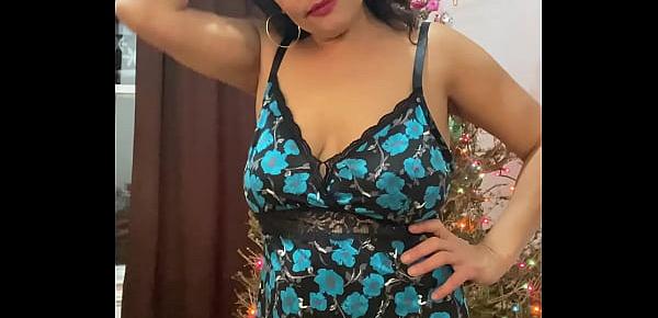  Anna maria Mature Latina dancing and teasing by the Christmas tree